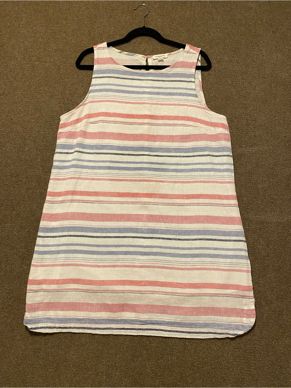 beachlunchlounge Alina Striped Linen Blend Sleeveless Shift Dress XL